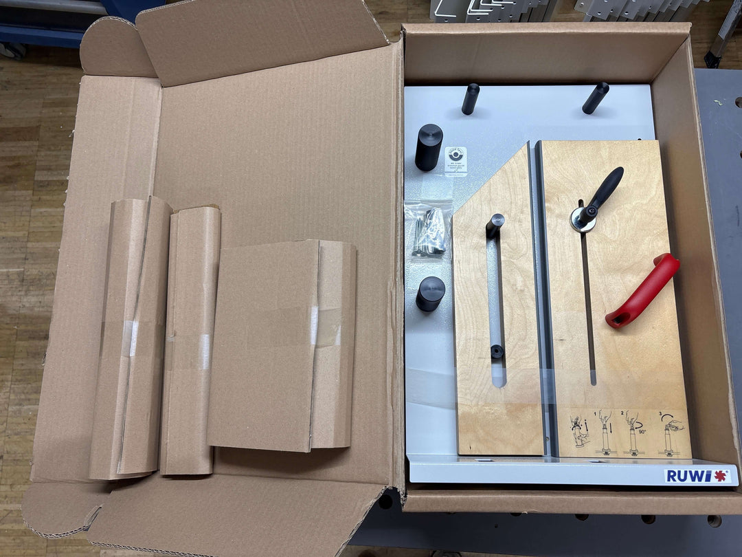 RUWI Classic clamping and sawing system for sliding table saws for X-Roll panels with slight signs of use