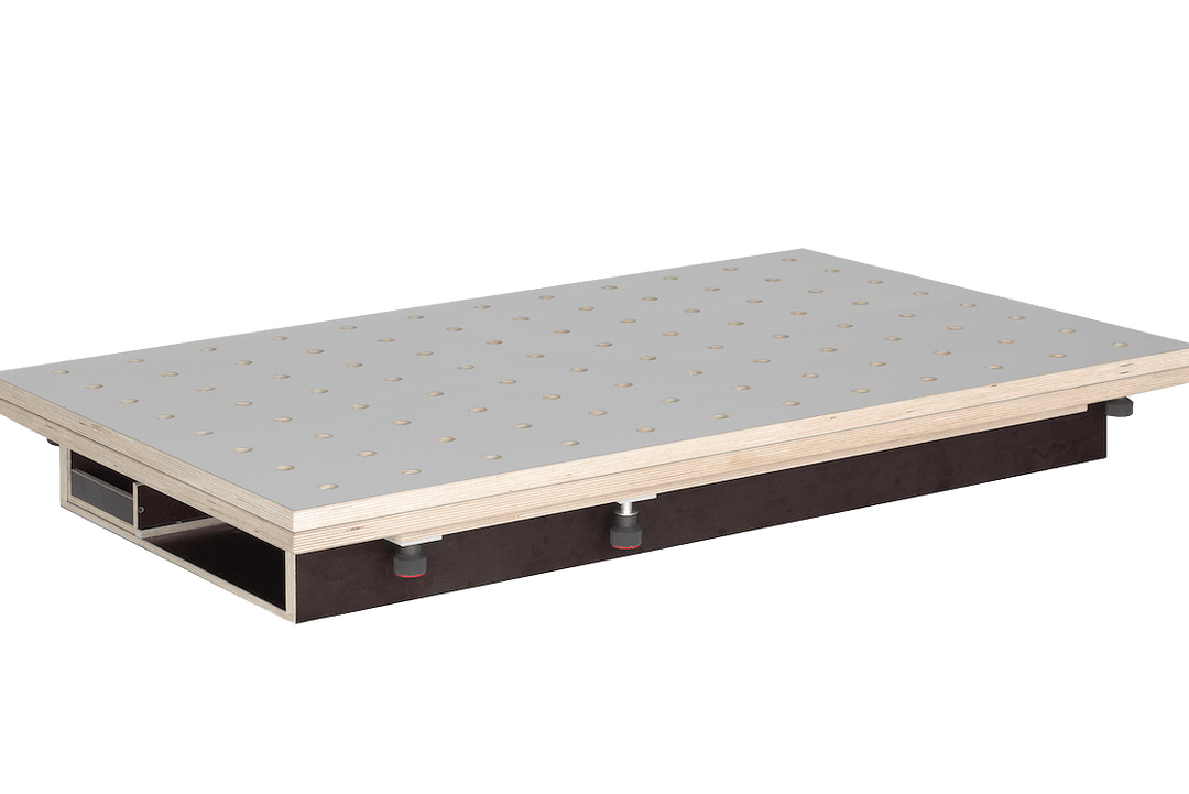 RUWI Table top HPL swivel - Perforated grid top with drawer and storage space - RUWI I Tools for wood professionals