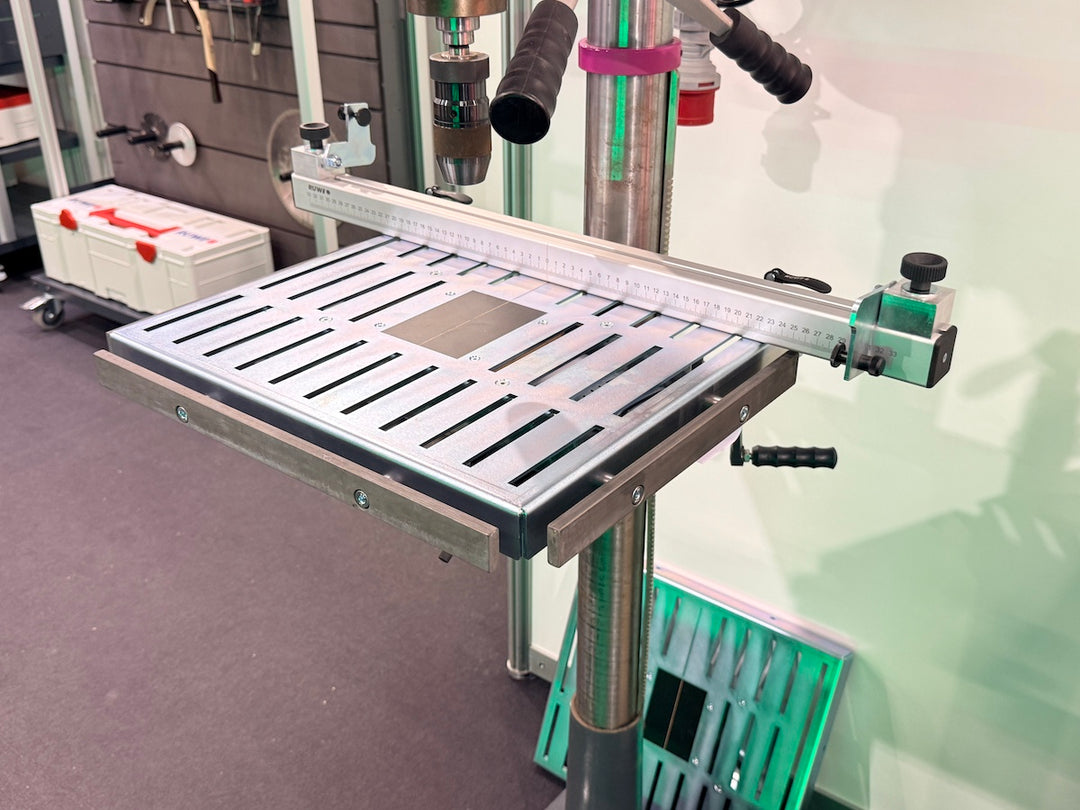 RUWI Bohrtisch Premium Vorführtisch Holzhandwerk Messe