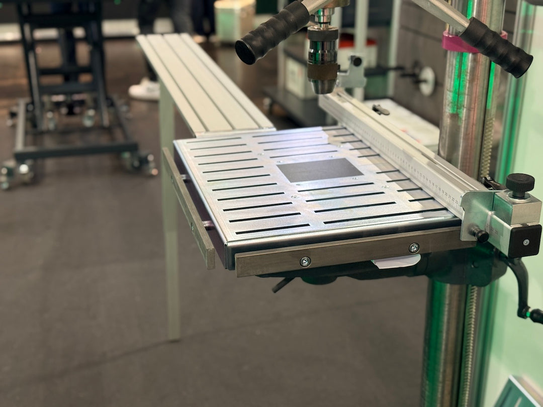 RUWI Bohrtisch Premium Vorführtisch Holzhandwerk Messe