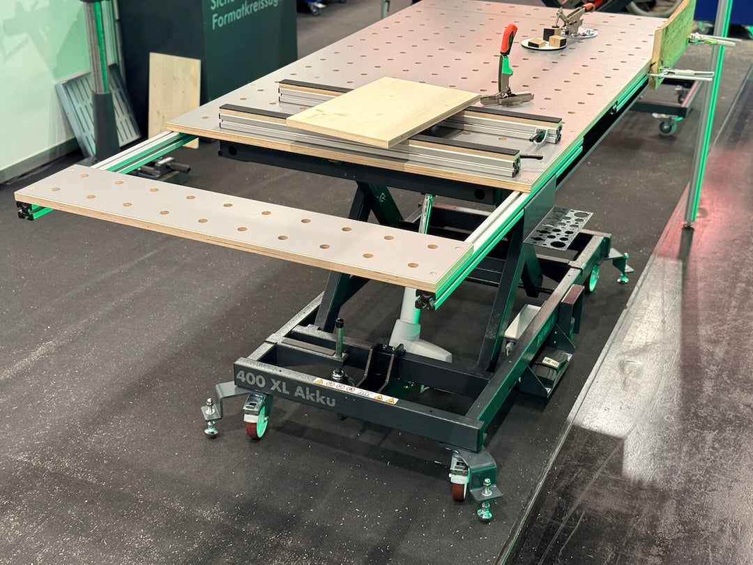 Hubtisch Classic 400 XL Vorführtisch Holzhandwerk Messe