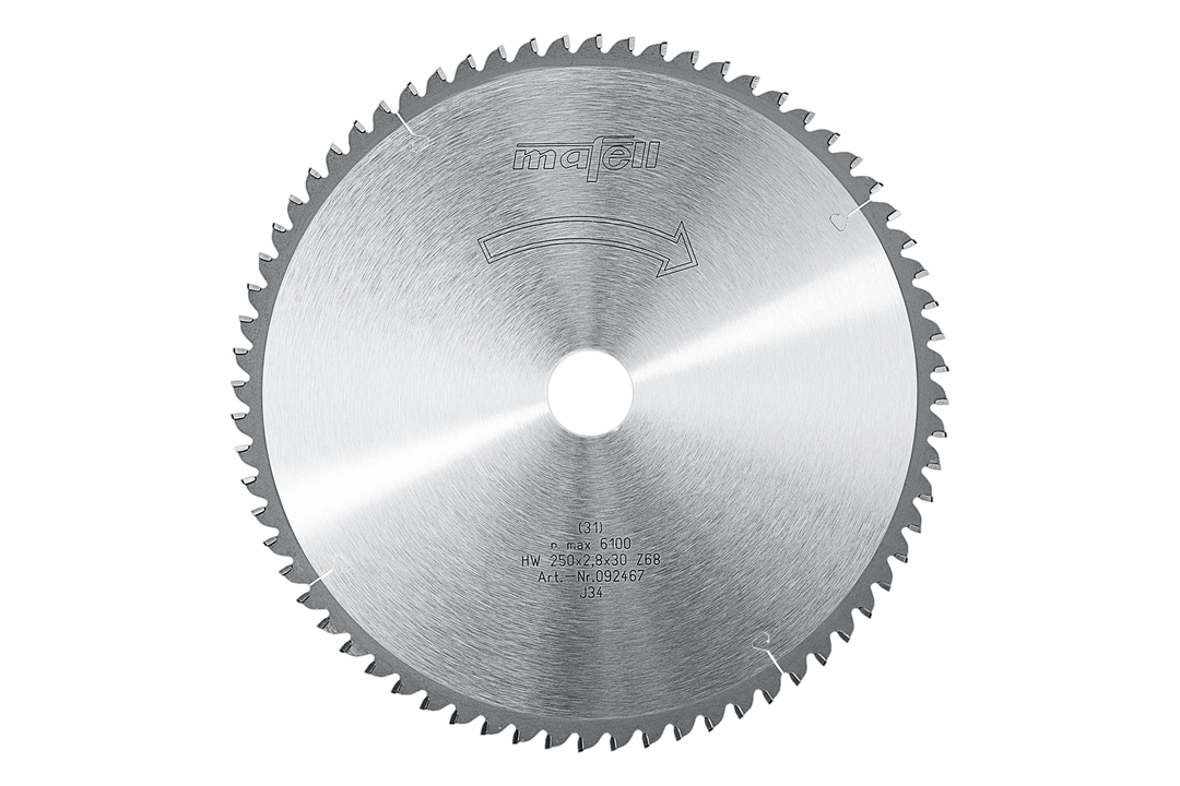Sägeblatt-HM, 250 x 1,8/2,8 x 30 mm, Z 68, FZ/TR für Kunststoff- und Aluminium-Profile – Produktansicht