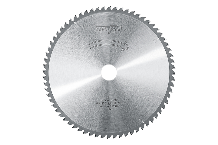 Sägeblatt-HM, 250 x 1,8/2,8 x 30 mm, Z 68, FZ/TR für Kunststoff- und Aluminium-Profile – Produktansicht