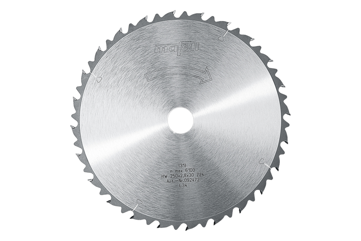 Sägeblatt-HM, 250 x 1,8/2,8 x 30 mm, Z 24, WZ für Längsschnitte – Produktansicht