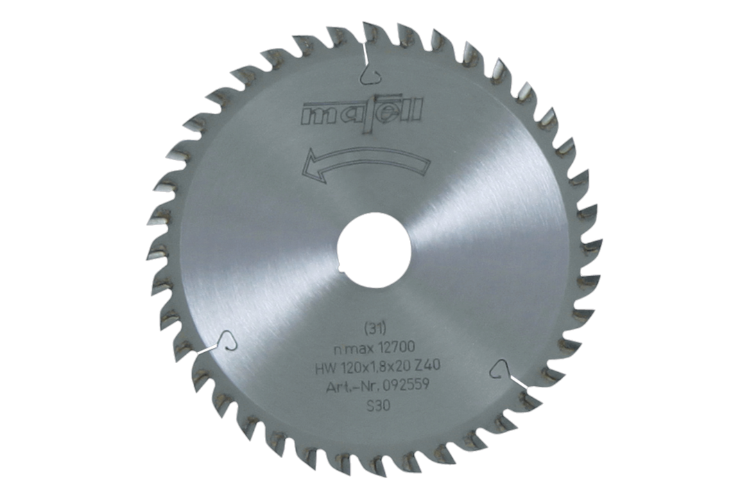 Sägeblatt-HM, 120 x 1,2/1,8 x 20 mm, Z 40, FZ/TR – Produktansicht