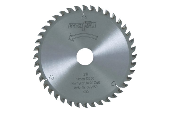 Sägeblatt-HM, 120 x 1,2/1,8 x 20 mm, Z 40, FZ/TR – Produktansicht