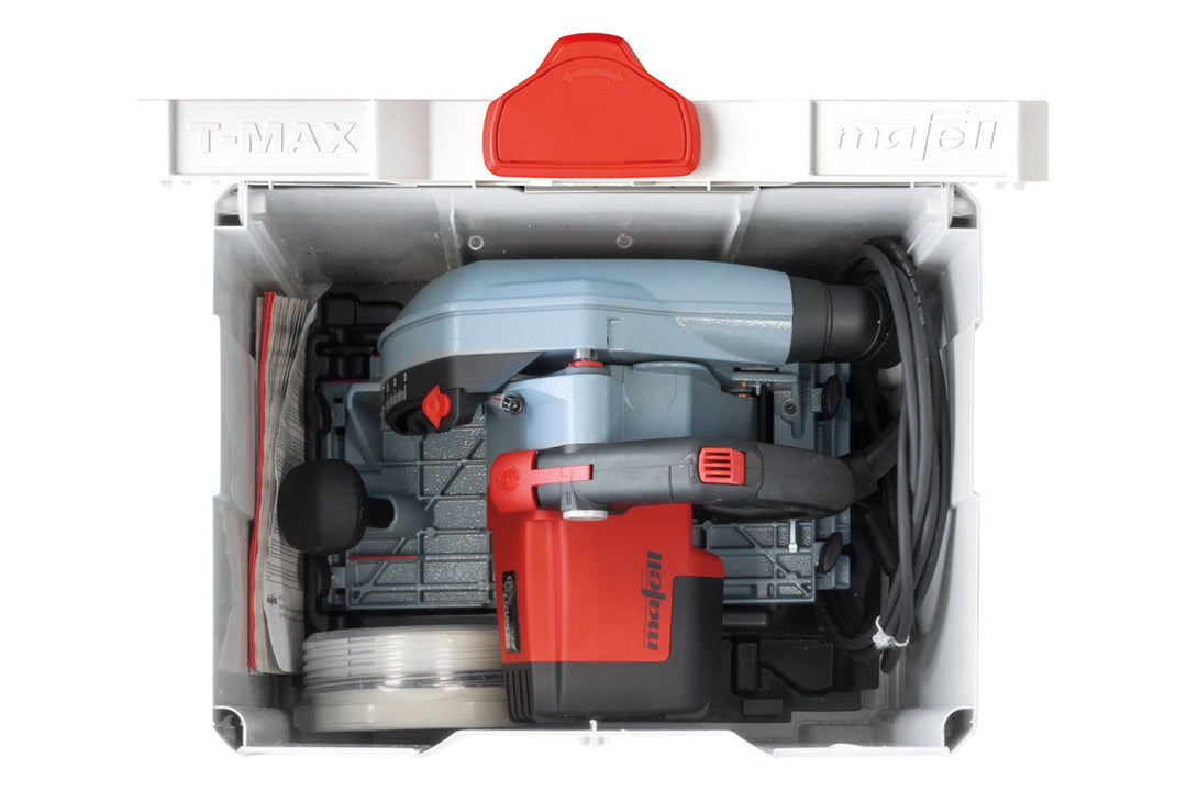Mafell Multifräse MF 26 cc AF: Alles an seinem Platz – im Transportkoffer lassen sich Maschine und Zubehör (nicht im Lieferumfang enthalten) verstauen