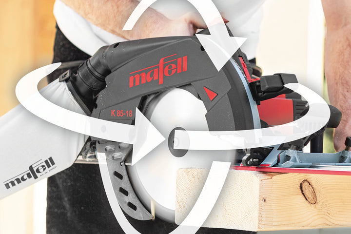 Mafell Akku-Handkreissäge K 85-18: Mit dem MAFELL ErgoBalanceConcept ist das Werkzeug für jegliche Arbeitseinsätze optimiert
