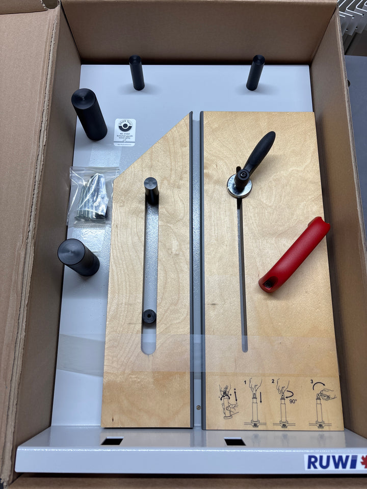 RUWI Classic clamping and sawing system for sliding table saws for X-Roll panels with slight signs of use
