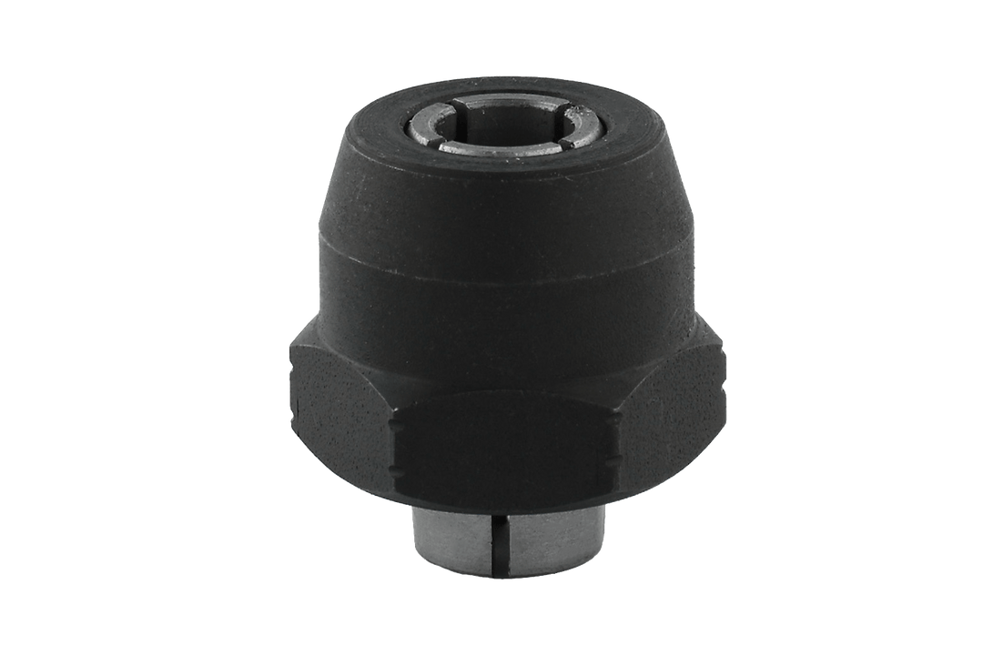 Collet chuck router table with union nut