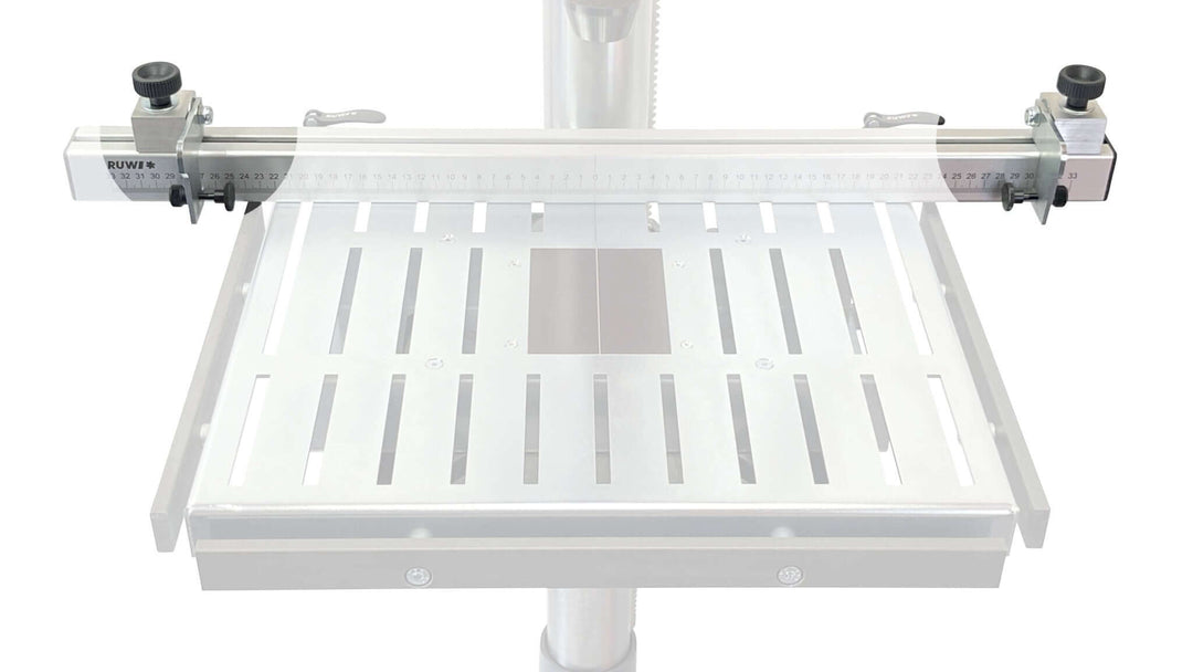 Folding fence with fine adjustment for fence fence drilling table - RUWI I Tools for woodworking professionals