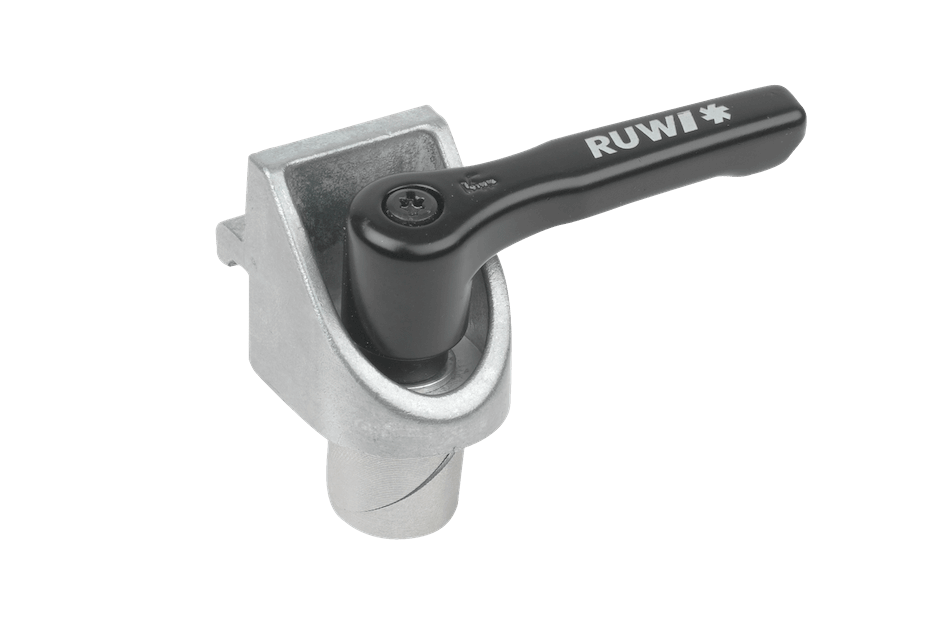 Escuadra de sujeción con perno de sujeción Ø 20 mm y palanca de sujeción - RUWI I Herramientas para profesionales de la madera