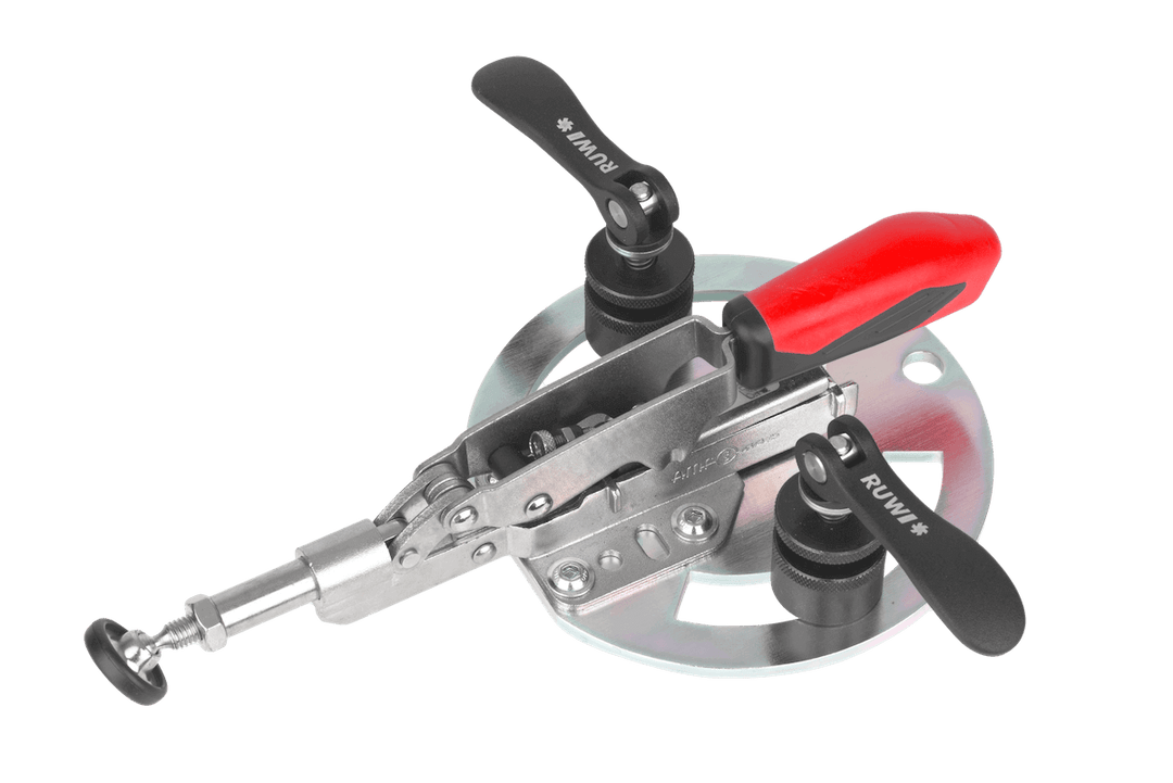 Tendeur horizontal avec plaque d'adaptation et serrage rapide pour rainure - RUWI I Outils pour les professionnels du bois