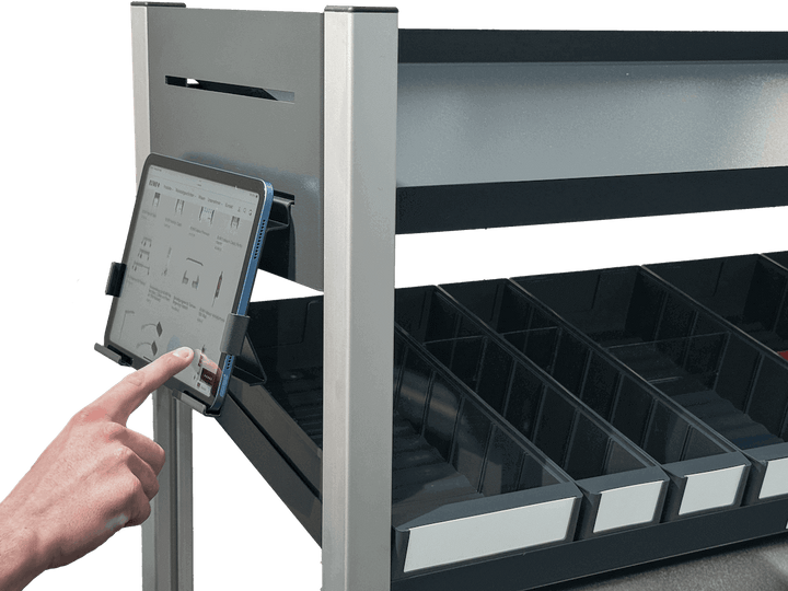 Supporto per iPad / tablet con braccio girevole per scaffalatura RUWI