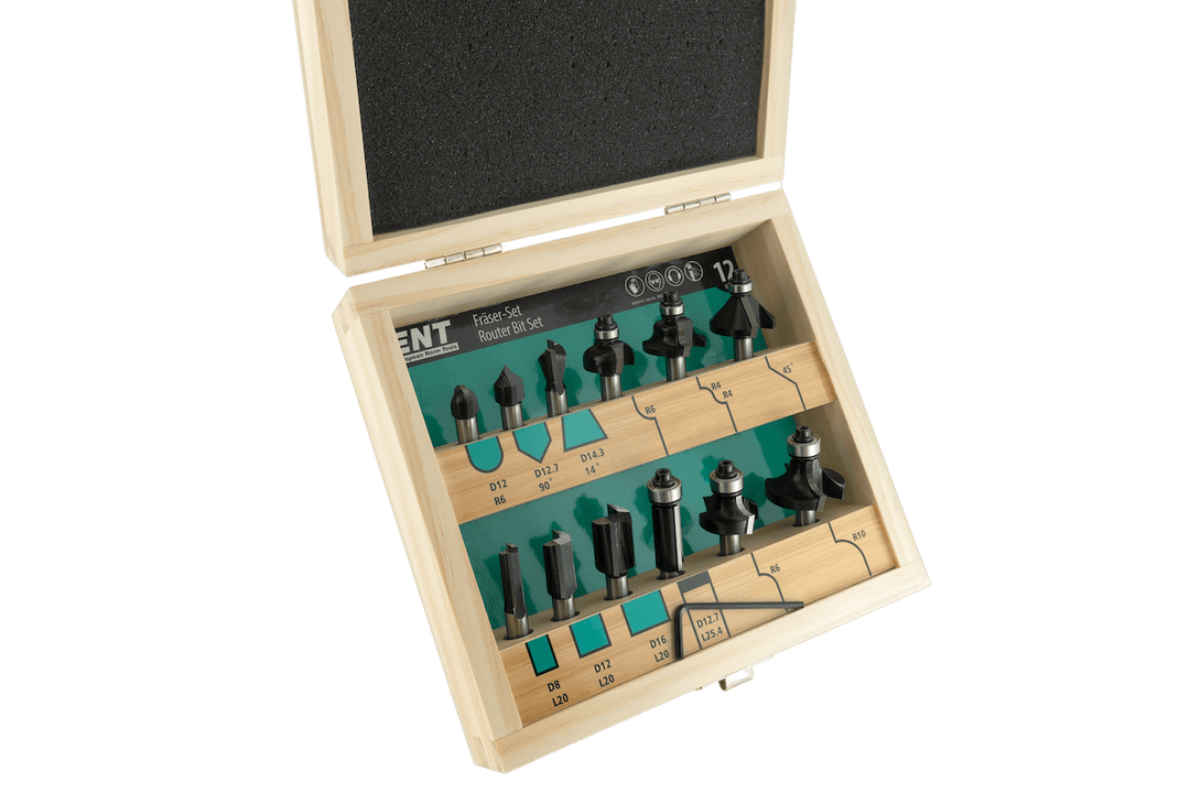 Fräser-Set 12-teilig Schaft 8mm mit Holzkassette